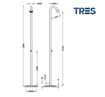 MEDIDAS COLUMNA DUCHA JARDIN-PISCINA TRES